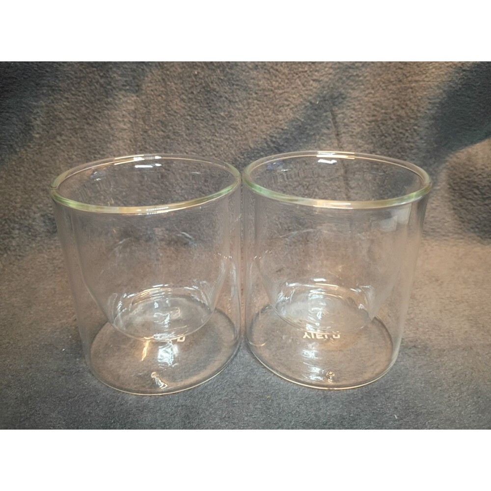 Set of 2 Yield Double Wall Borosilicate Glasses 6oz Insulated Coffee Tea Cups - Picture 2 of 13